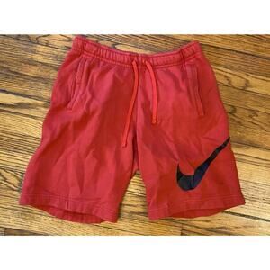 Vintage Nike Big Swoosh Sweat Shorts Pockets Men’s Medium Red Drawstring Pull On